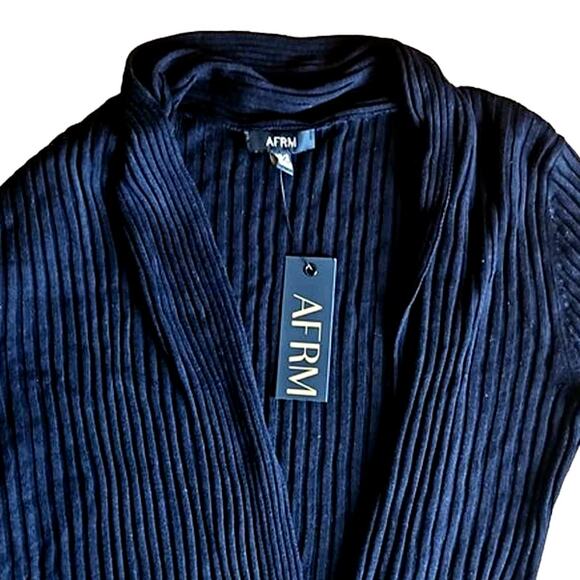 Afrm Shaylee Long Sleeve Open Front Ribbed Cardigan - Black - Size XS/S NWT - Picture 9 of 12